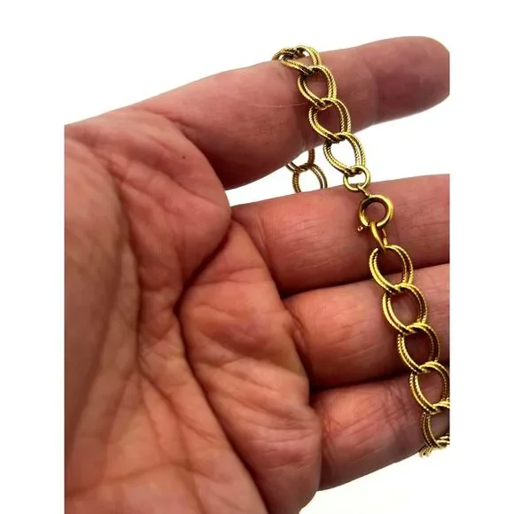 Gold S Initial Charm Chain Bracelet With Pendant Pink Stones - Picture 3 of 3